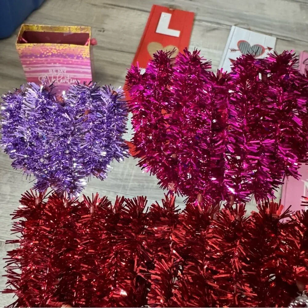 8 Valentine’s Day decor bundle signs garland hearts sparkly love flamingo box